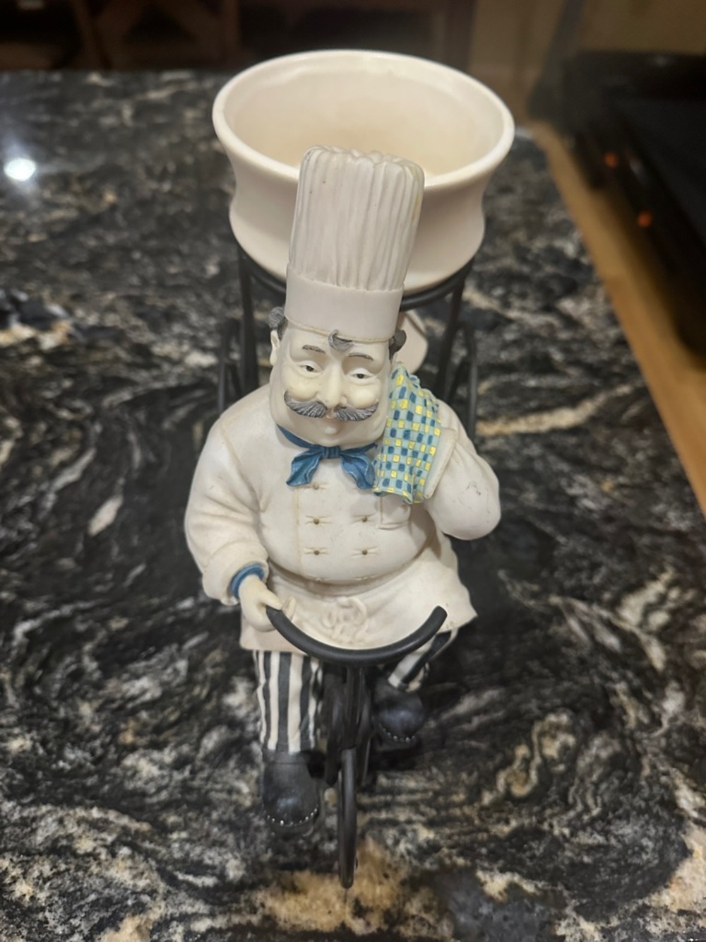 Whimsical White Chef Wall Accent with Blue Checkered Towel